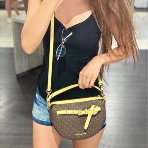 New Michael Kors Emilia Half Moon crossbody Bag Leather